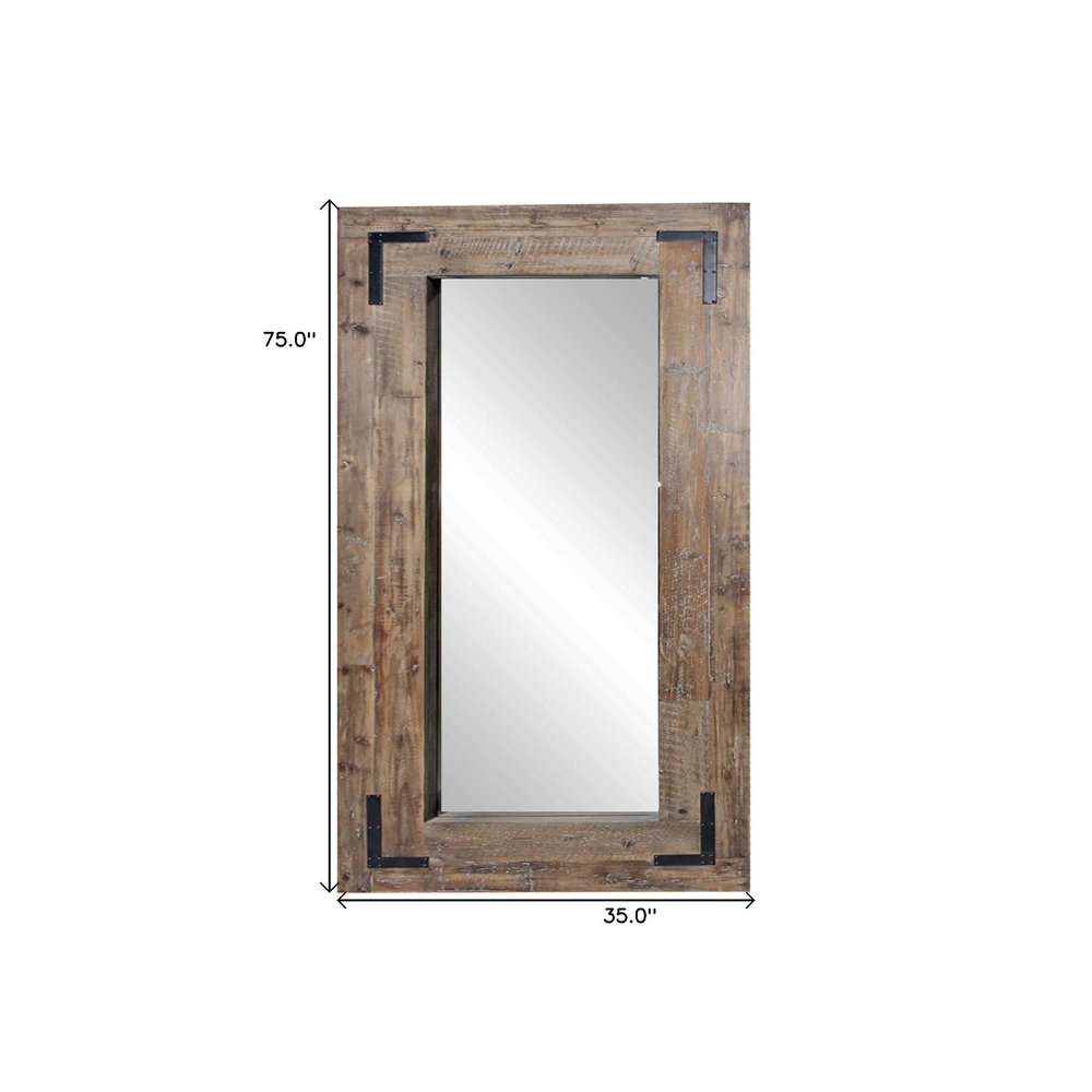 75" Brown Wood Leaning Accent Mirror