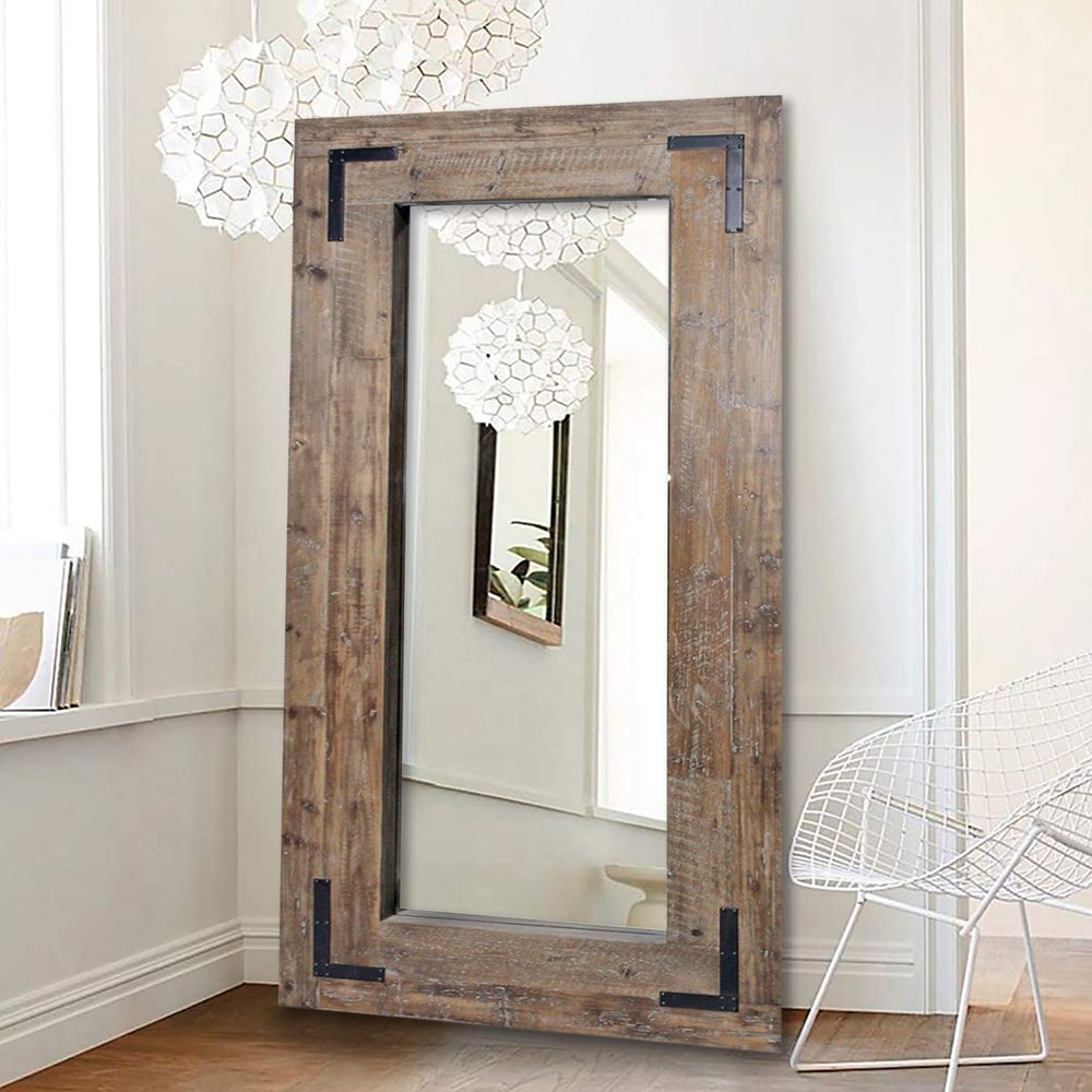75" Brown Wood Leaning Accent Mirror