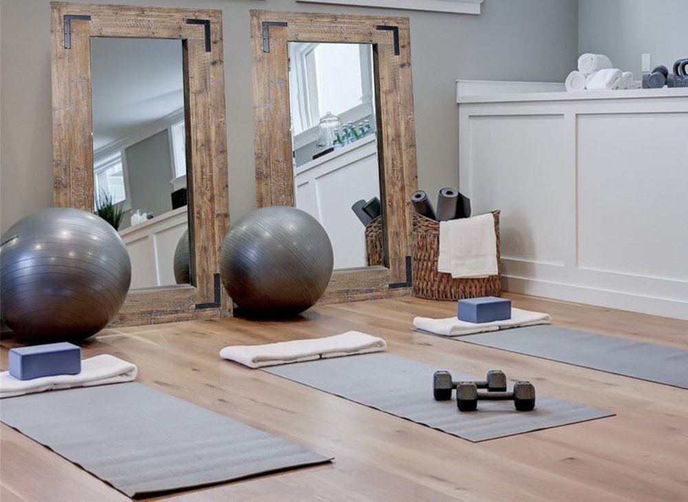 75" Brown Wood Leaning Accent Mirror