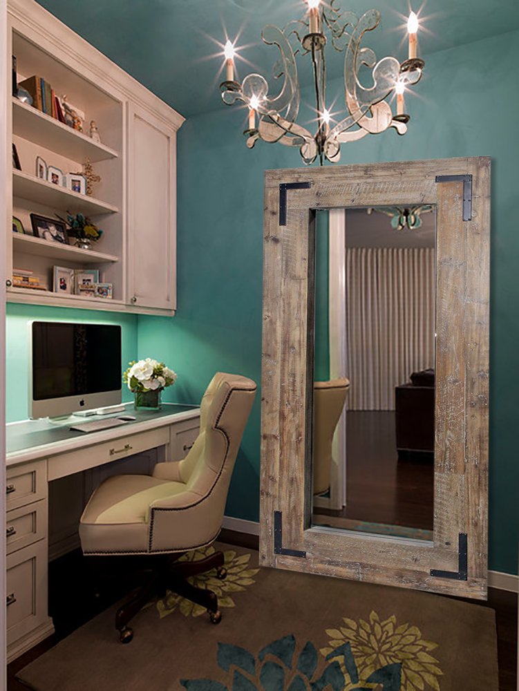 75" Brown Wood Leaning Accent Mirror