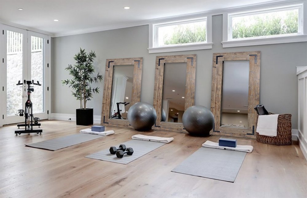 75" Brown Wood Leaning Accent Mirror