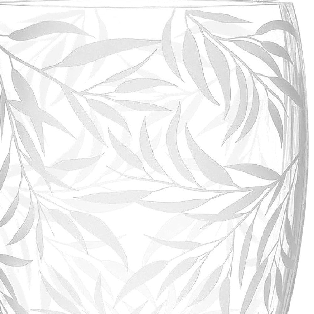 12" Clear Frosted Leaf Table Vase
