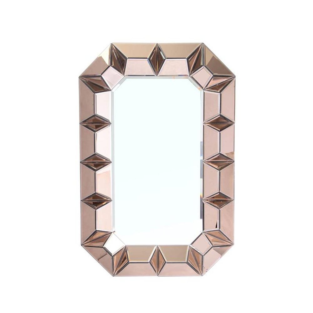 35" Rose Gold Glass Framed Mirror