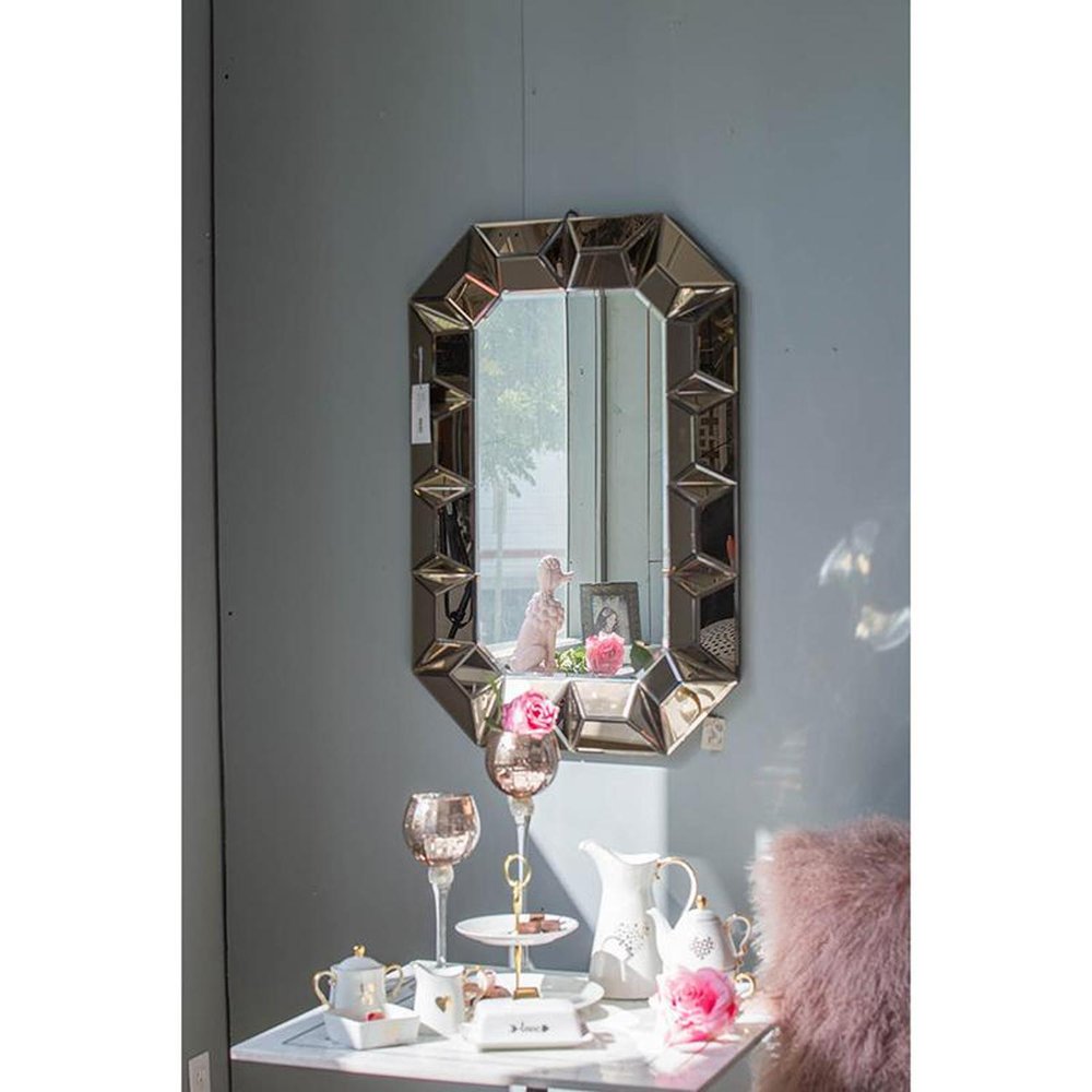 35" Rose Gold Glass Framed Mirror