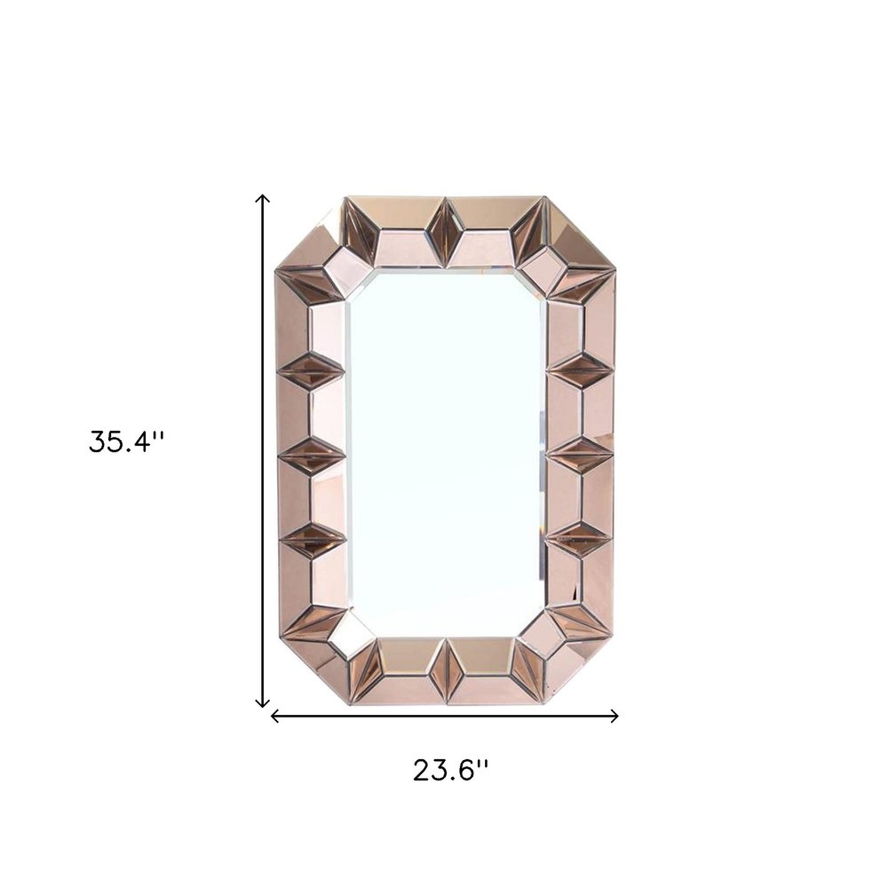 35" Rose Gold Glass Framed Mirror