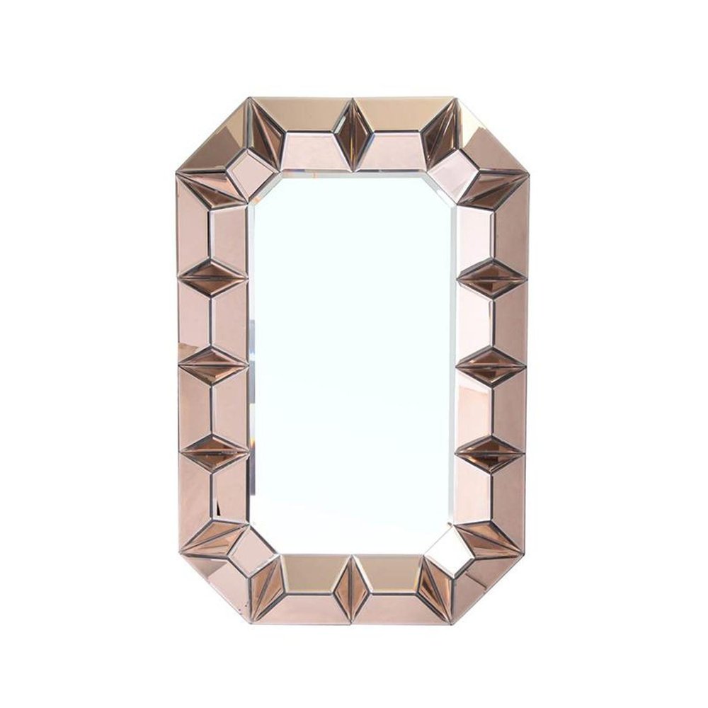 35" Rose Gold Glass Framed Mirror