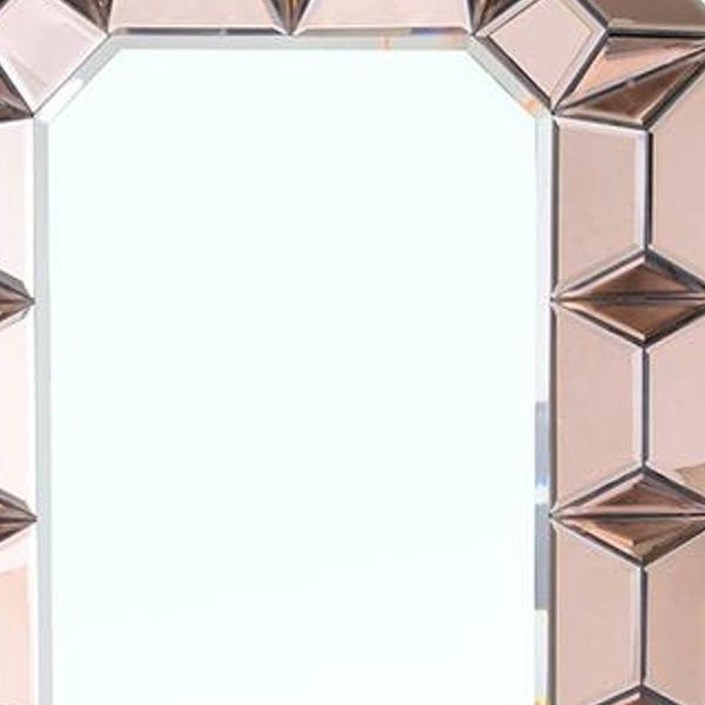 35" Rose Gold Glass Framed Mirror