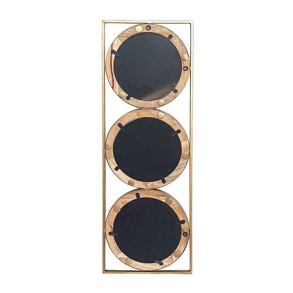 40" Brown and Gold Metal and Wood Rings Mirror