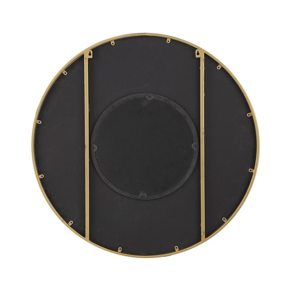 32" Brown and Gold Round Industrial Mirror