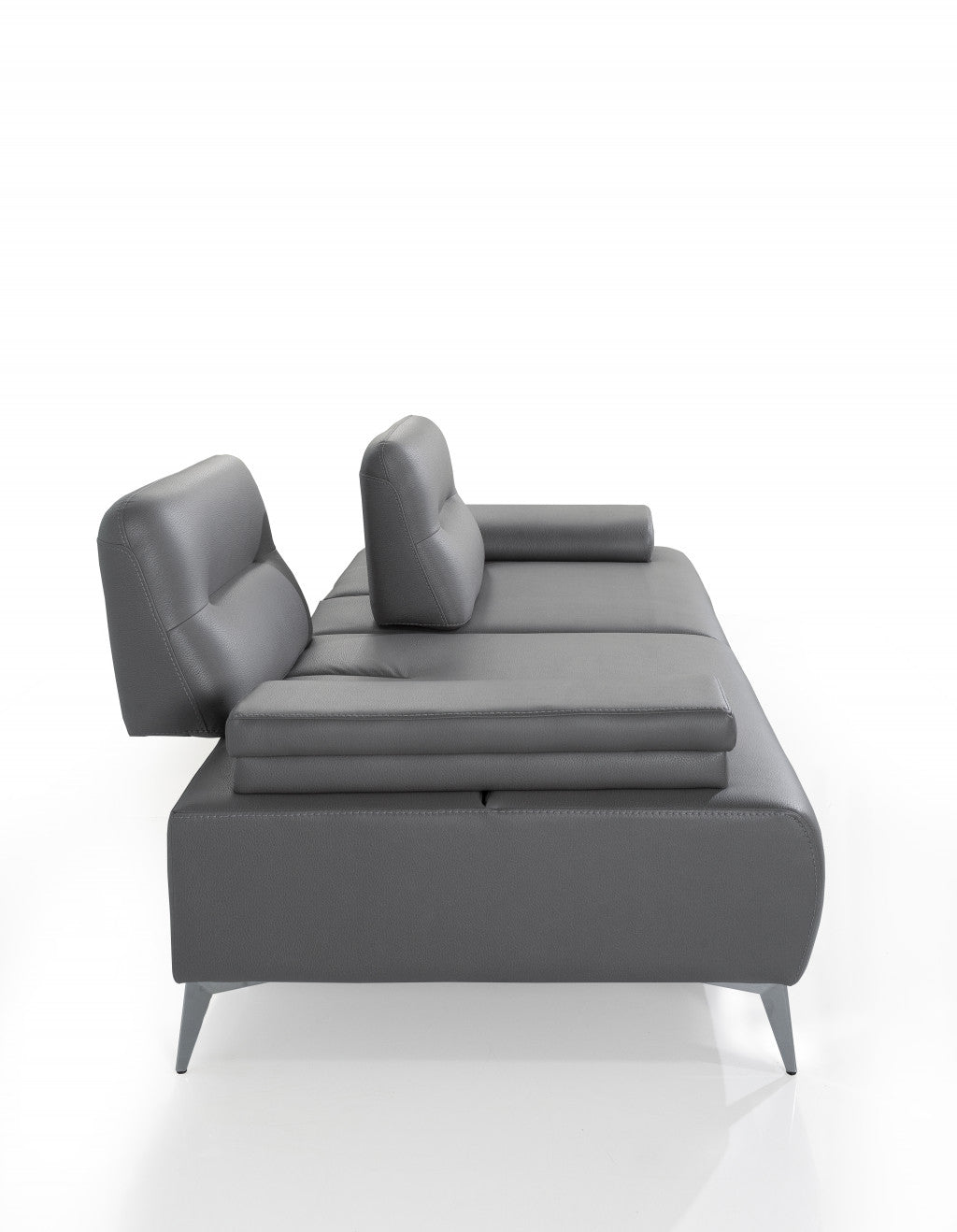 89" Gray Leather 2-Seat Convertible Sofa Bed