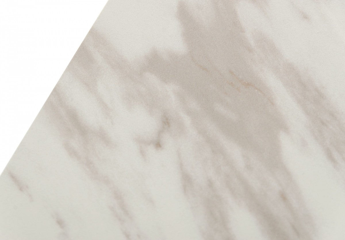 91" White And Brown Wood and Stone Top Dining Table