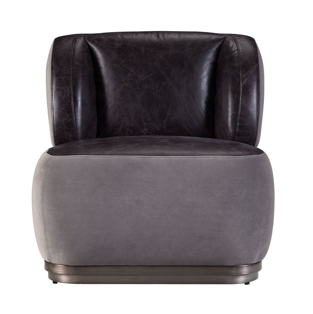 29" Gray and Black Velvet and Leather Slipper Chiar