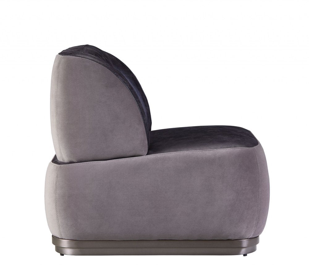 29" Gray and Black Velvet and Leather Slipper Chiar