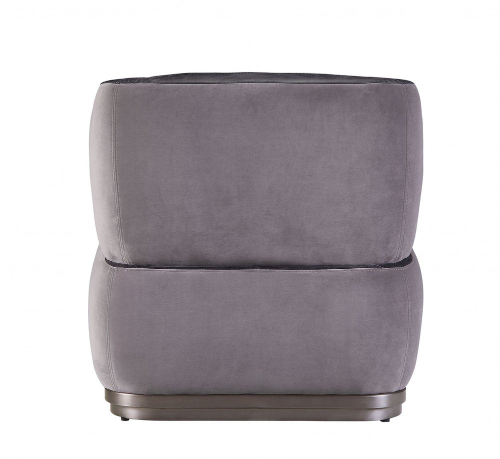 29" Gray and Black Velvet and Leather Slipper Chiar
