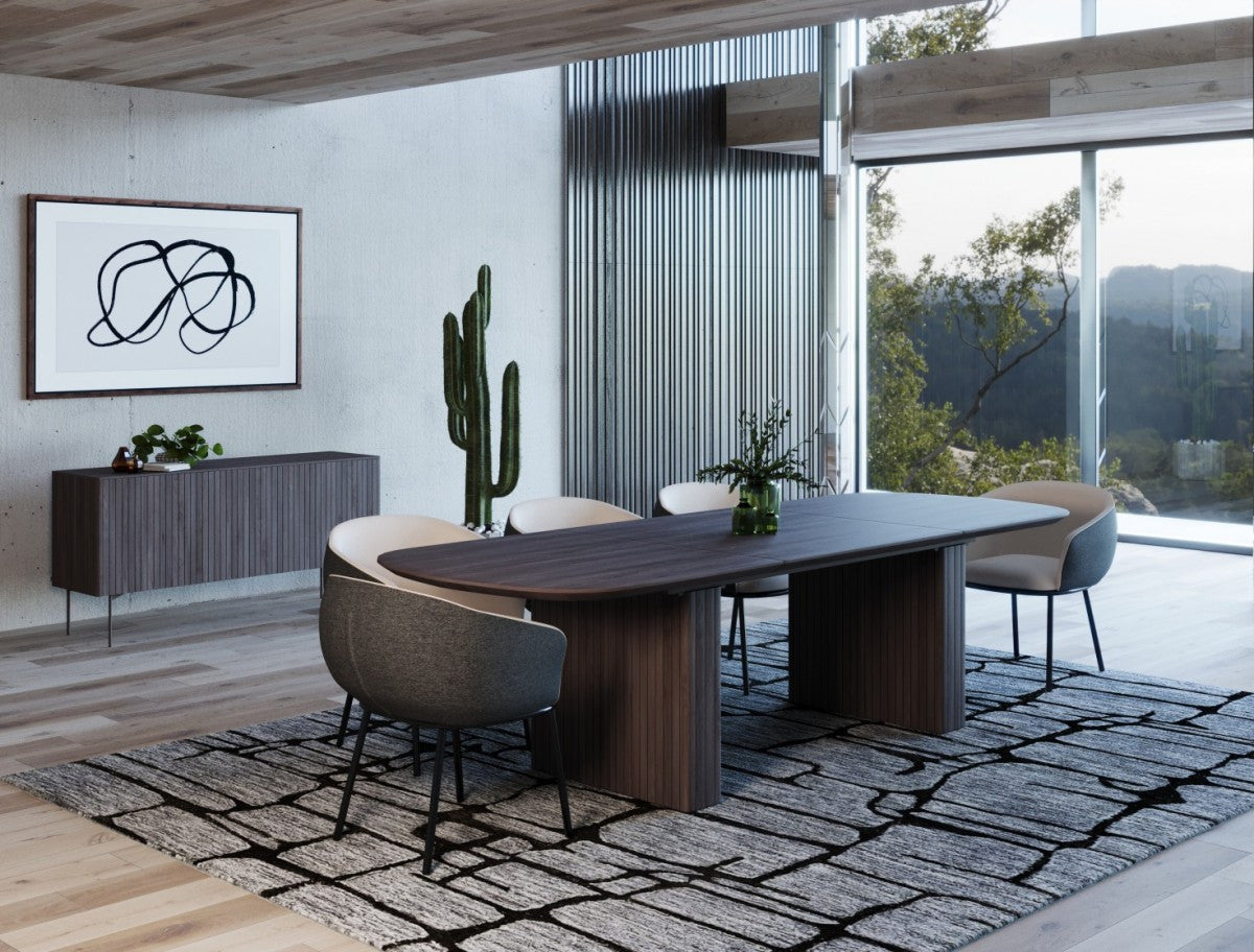 114" Smoke Gray Veneer Dining Table