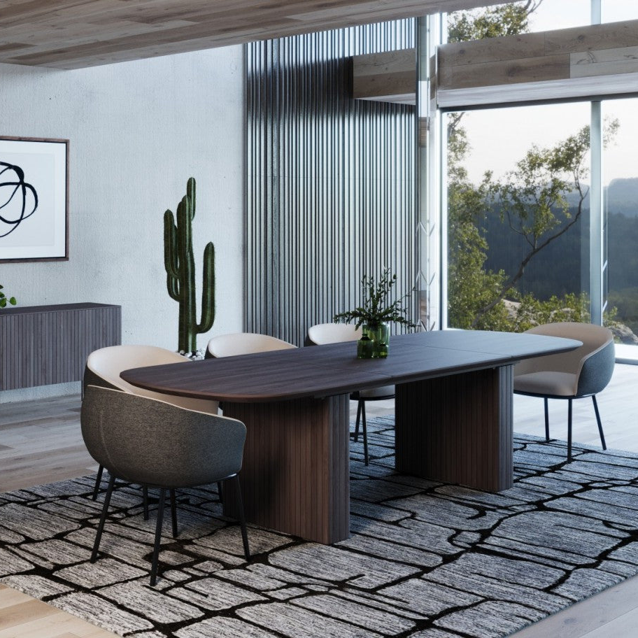 114" Smoke Gray Veneer Dining Table