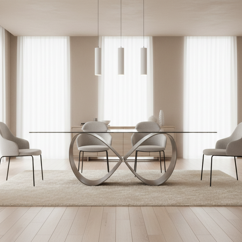 95" Silver Infinity Dining Table