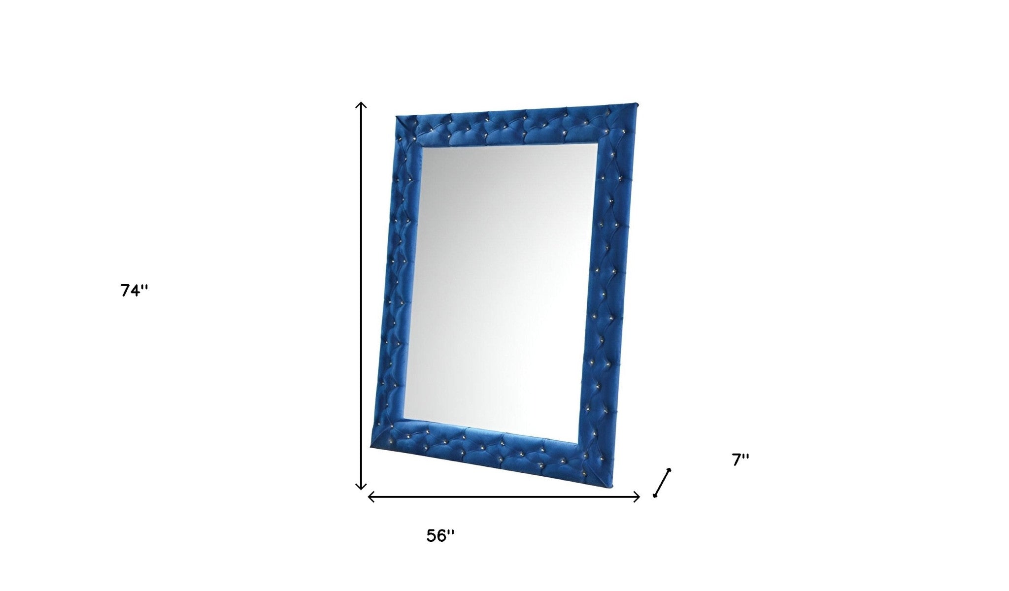 74" Blue Velvet Frame Accent Mirror