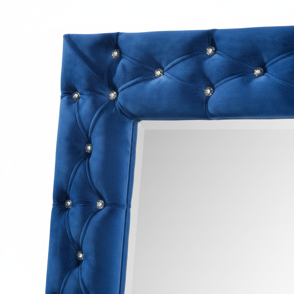 74" Blue Velvet Frame Accent Mirror