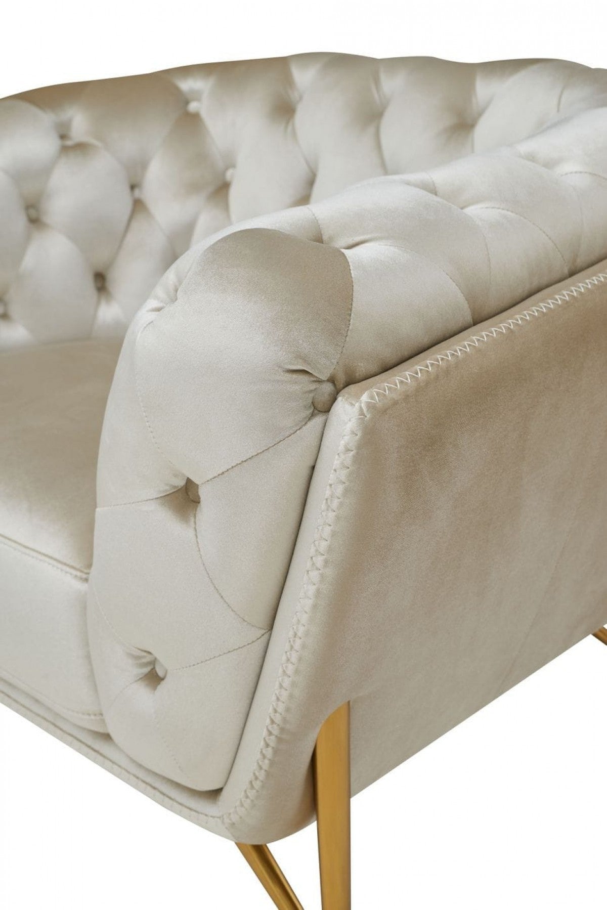 49" Beige Modern Chesterfield Tufted Chair