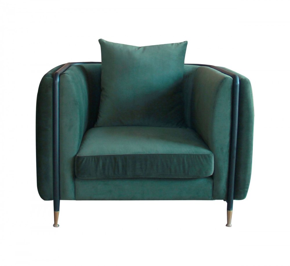 32" Green and Black Velvet Club Chair