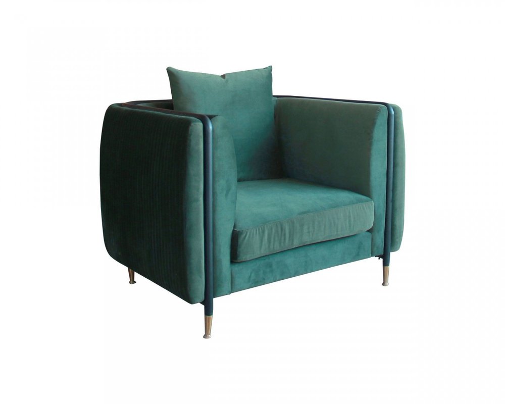 32" Green and Black Velvet Club Chair
