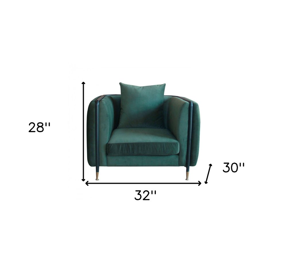 32" Green and Black Velvet Club Chair