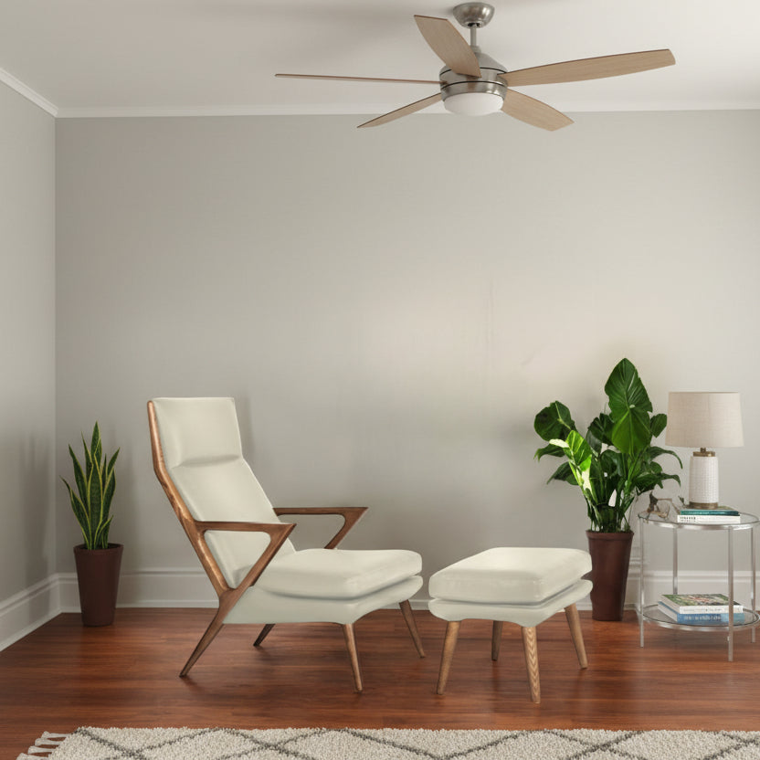 26" Beige Faux Leather Lounge Chair With Ottoman