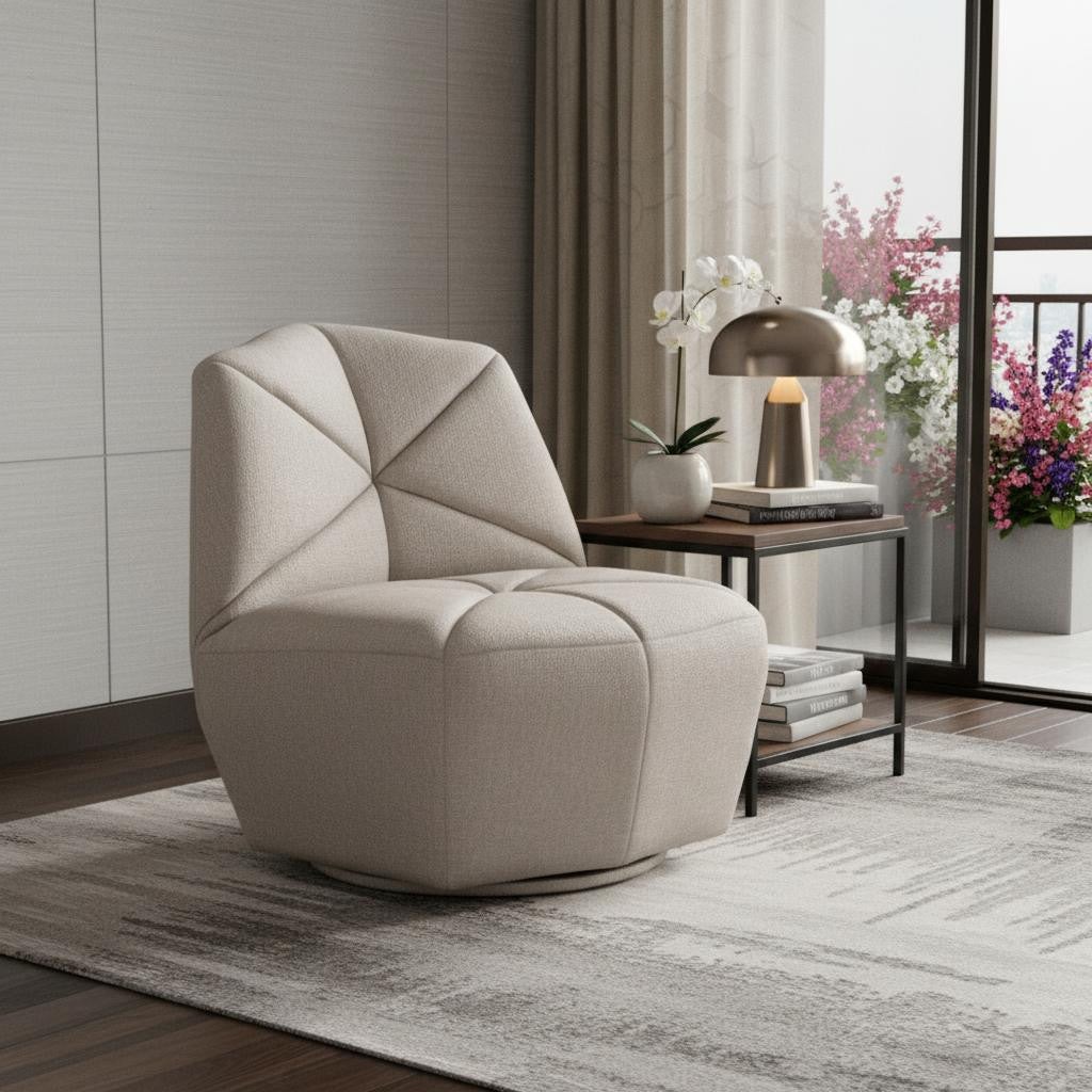 31" Gray Tufted Fabric Armless Chair