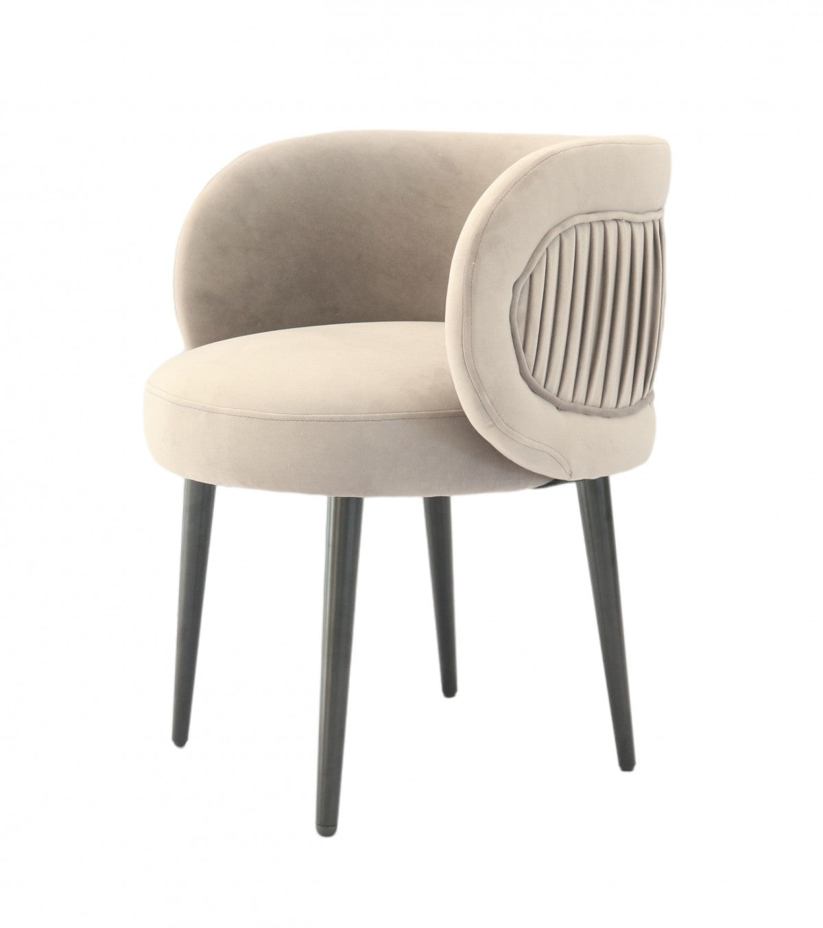 24" Gray Velvet and Wood Barrel Chair