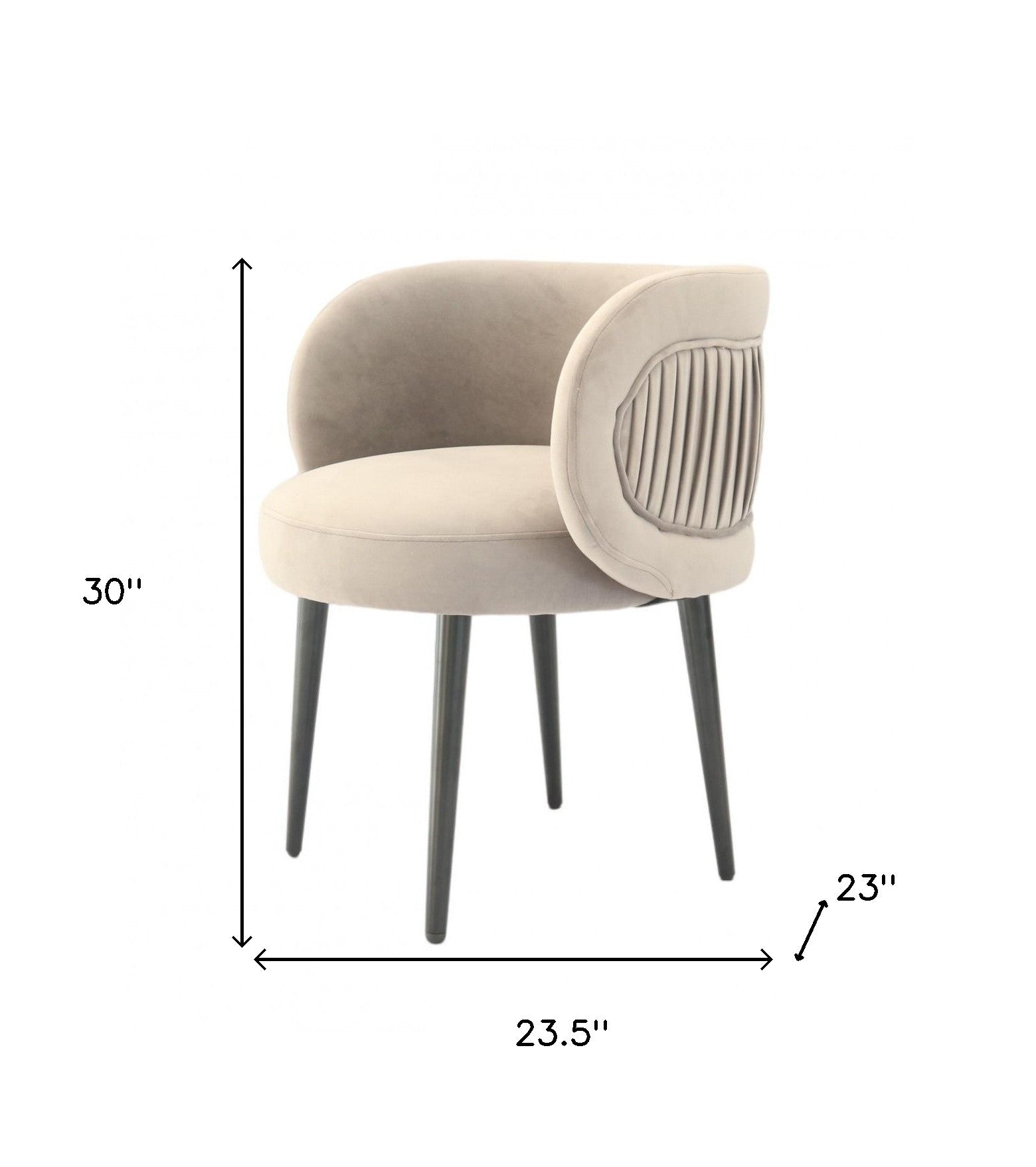 24" Gray Velvet and Wood Barrel Chair