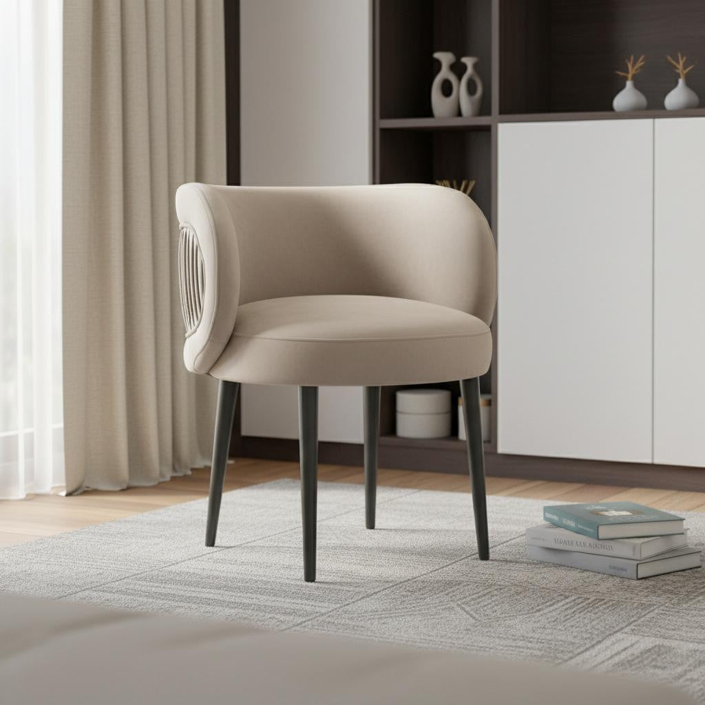 24" Gray Velvet and Wood Barrel Chair