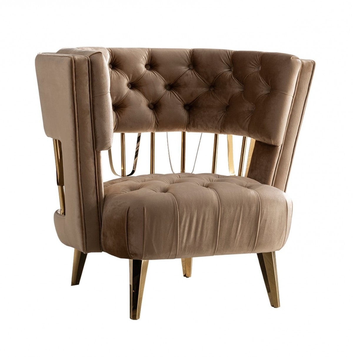 38" Brown Art Deco Velvet Chair