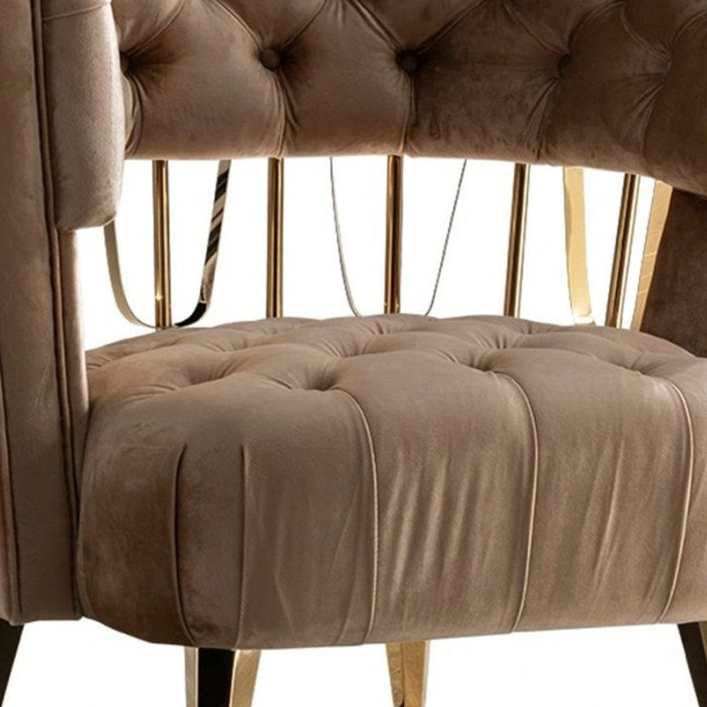 38" Brown Art Deco Velvet Chair