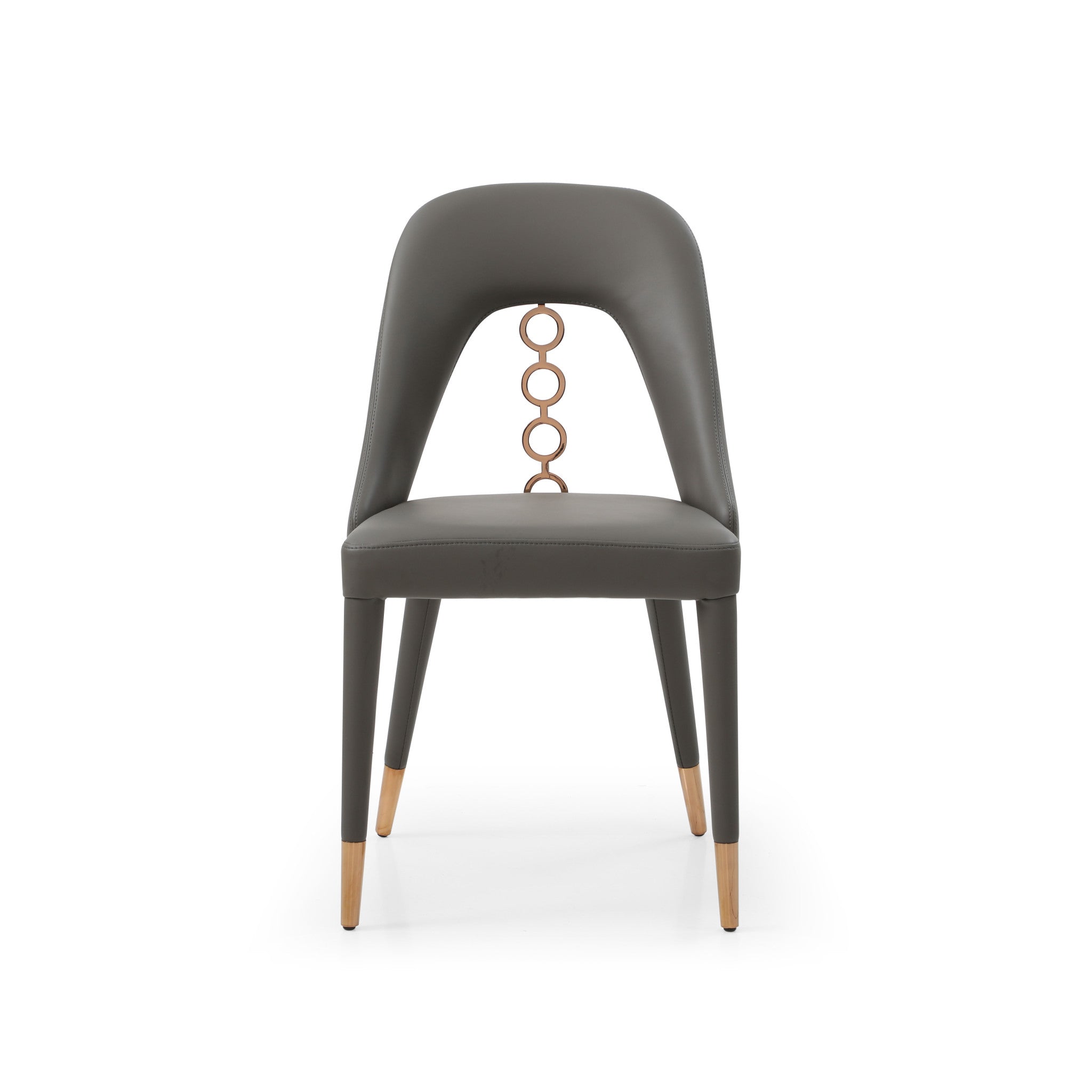 Set of Two Gray 19" Gray and Rose Gold Chain Dining Chair