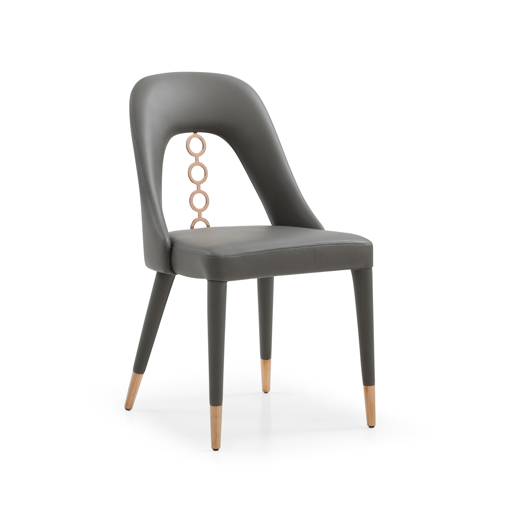 Set of Two Gray 19" Gray and Rose Gold Chain Dining Chair