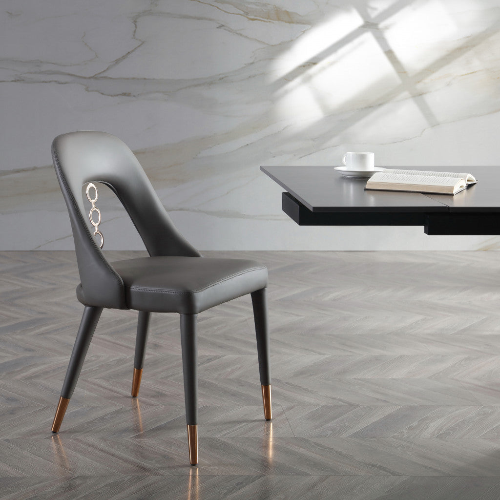 Set of Two Gray 19" Gray and Rose Gold Chain Dining Chair