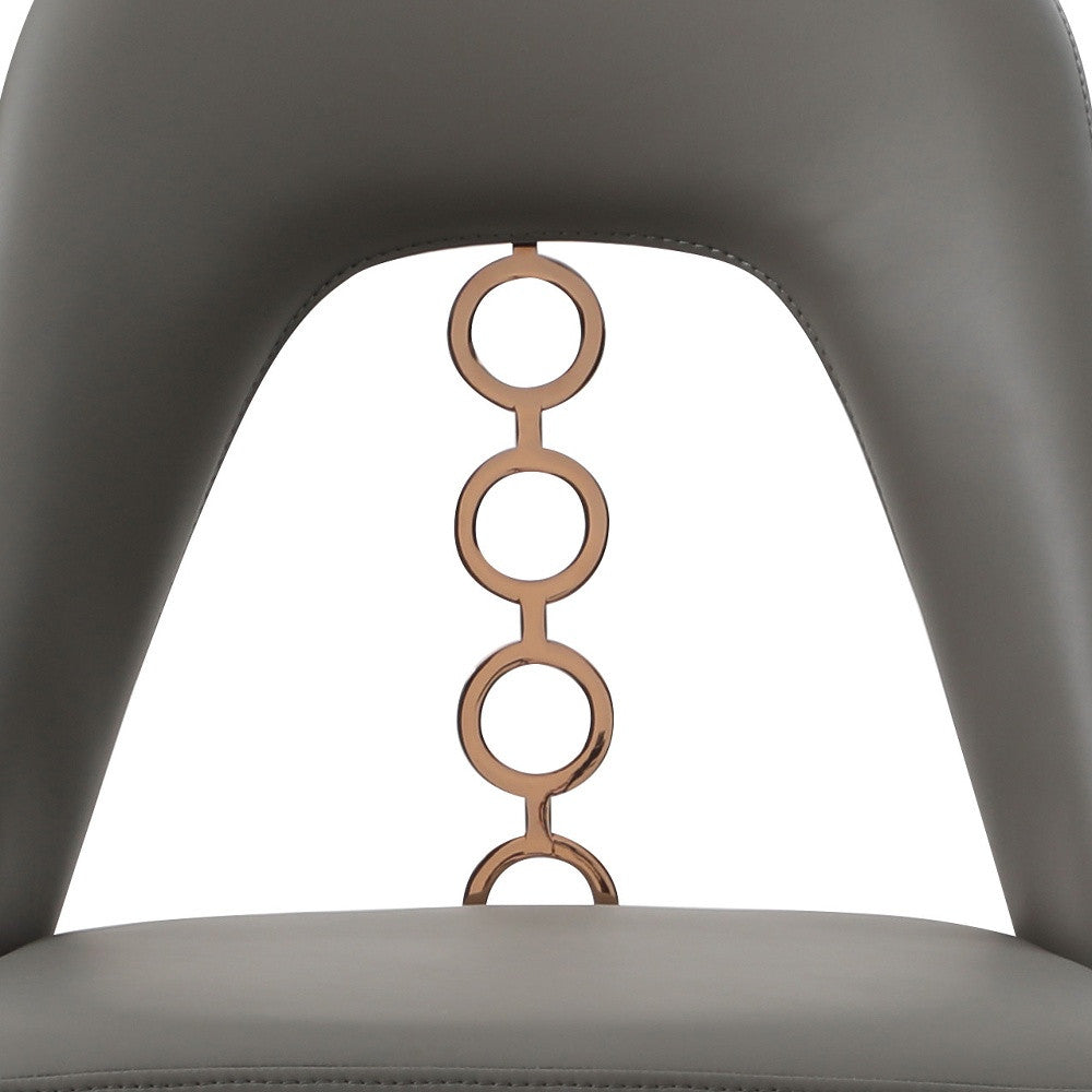 Set of Two Gray 19" Gray and Rose Gold Chain Dining Chair