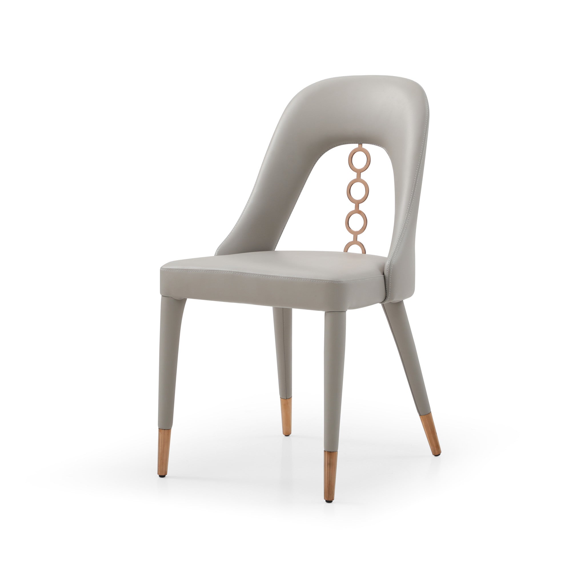 Set of Two Gray 19" Gray and Rose Gold Chain Dining Chair