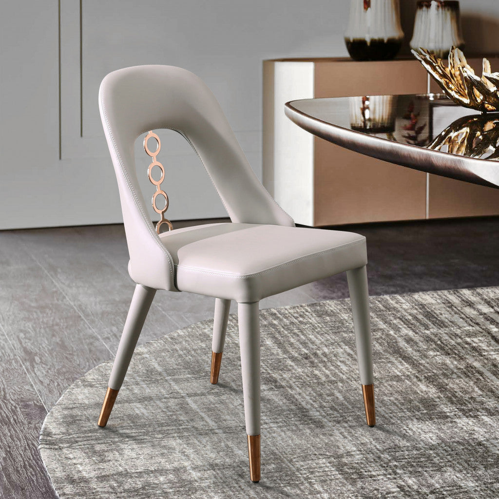 Set of Two Gray 19" Gray and Rose Gold Chain Dining Chair