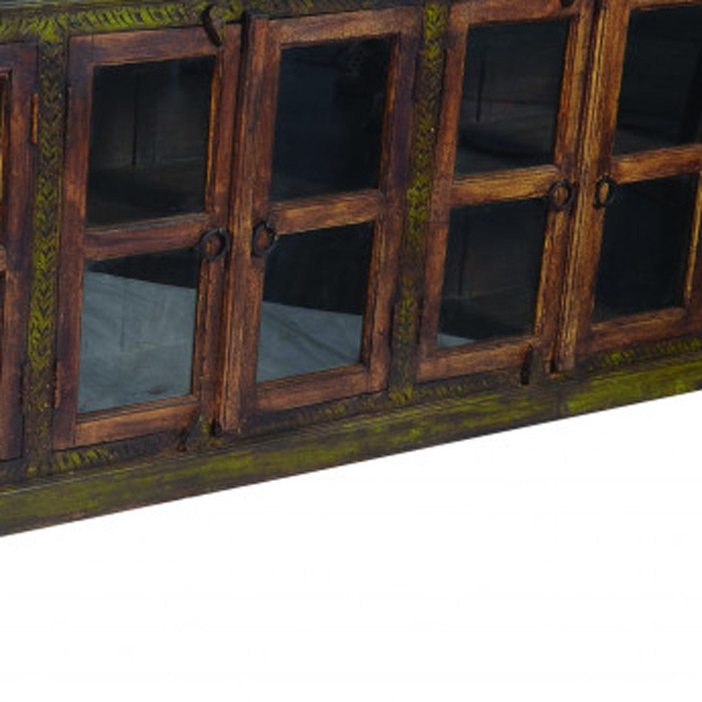 118" Rustic Brown 8 Door Mango Wood Buffet