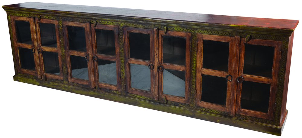 118" Rustic Brown 8 Door Mango Wood Buffet