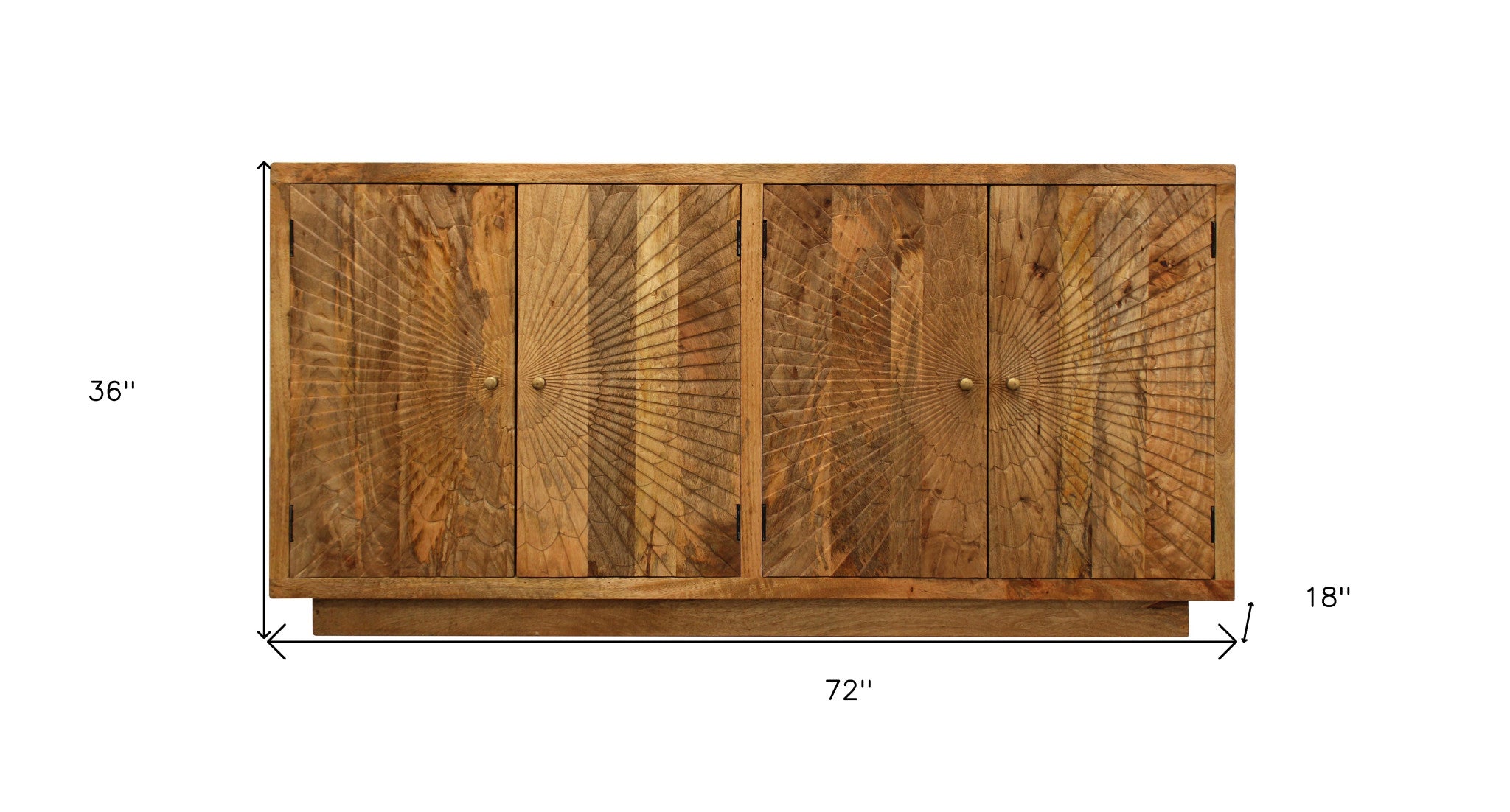 72" Brown Mango Wood Sunburst Sideboard