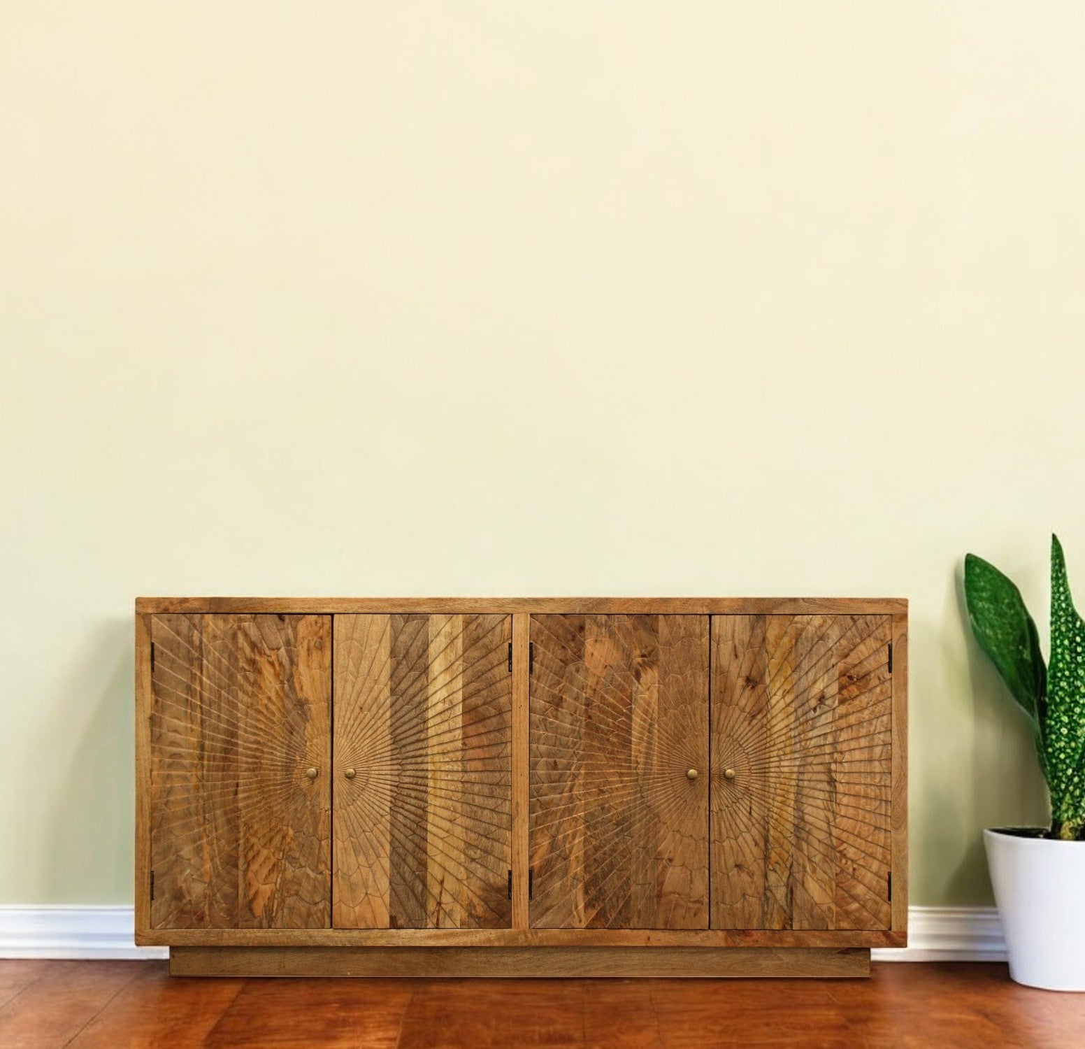 72" Brown Mango Wood Sunburst Sideboard