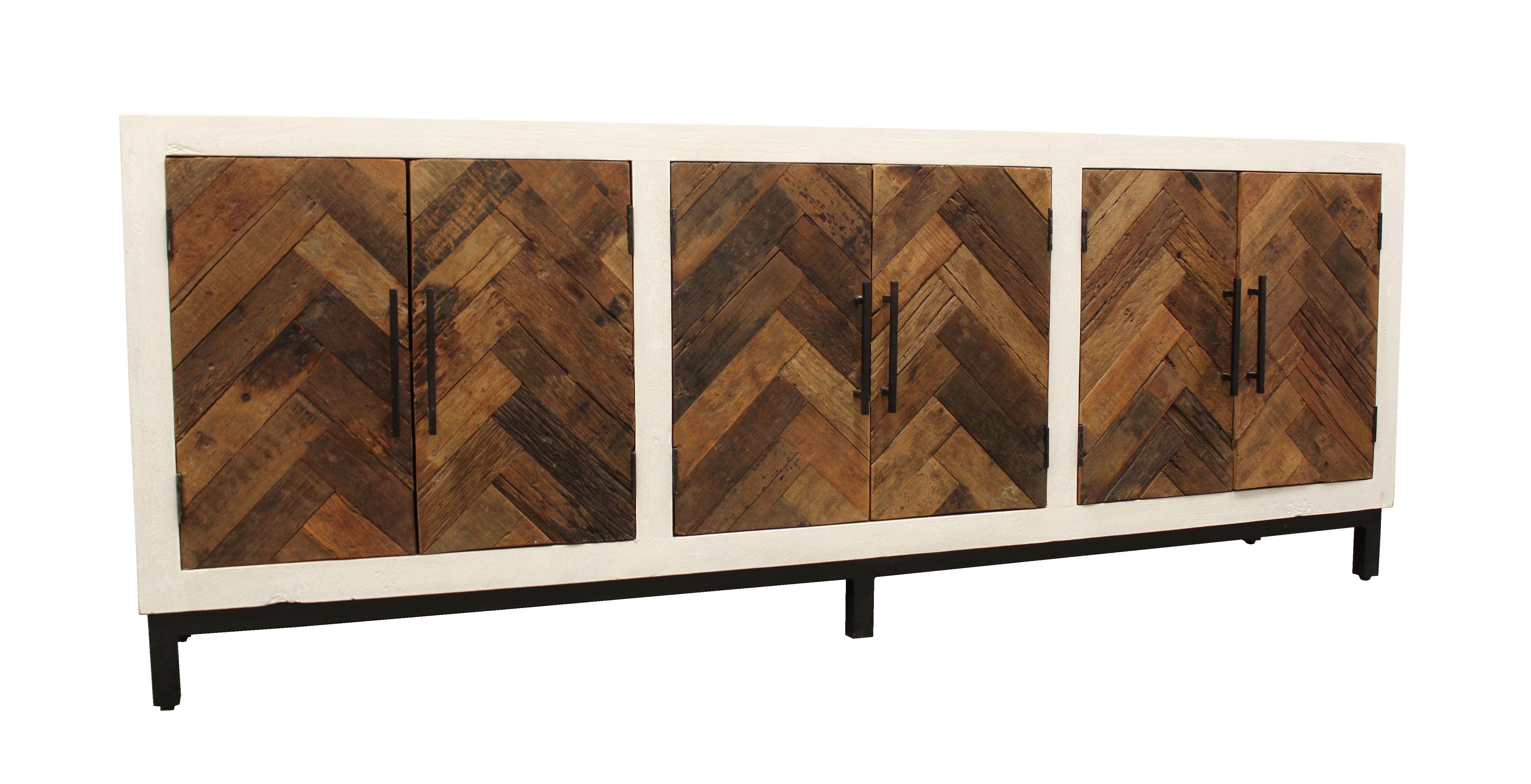 96" White and Brown Panel Mid-Century Sideboard