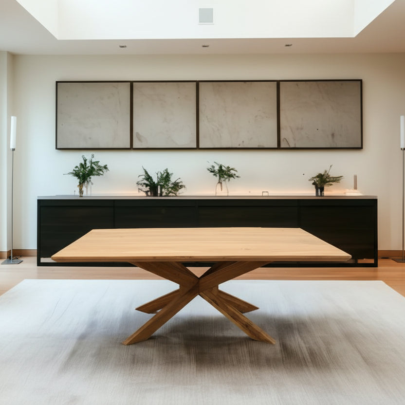 79" Natural Wood Spider Leg Dining Table