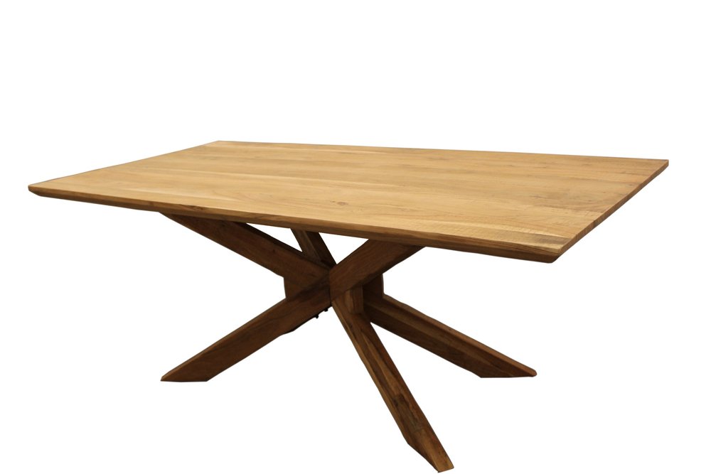 79" Natural Wood Cross Leg Dining Table