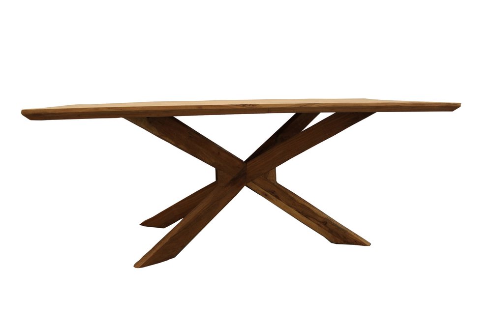 79" Natural Wood Cross Leg Dining Table