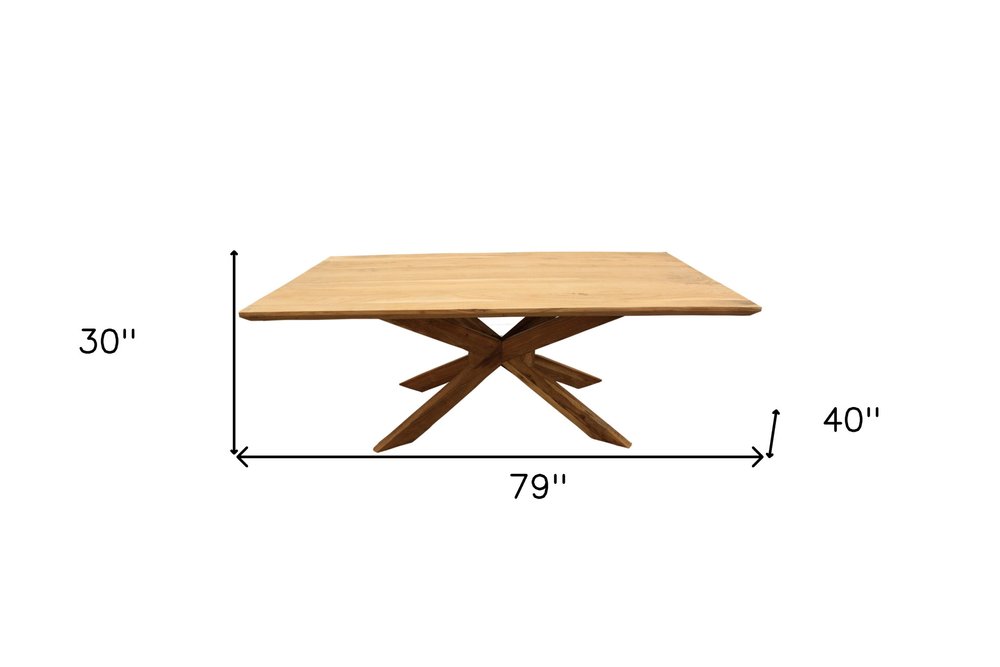 79" Natural Wood Cross Leg Dining Table