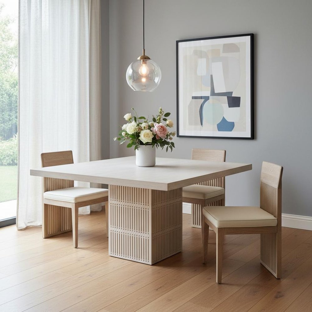 60" Carved Wood Pedestal Dining Table